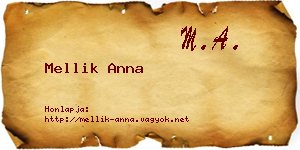 Mellik Anna névjegykártya